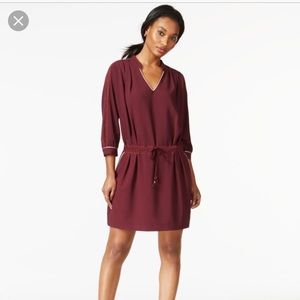 Three-Quarter-Sleeve Split-Neck Shirtdress